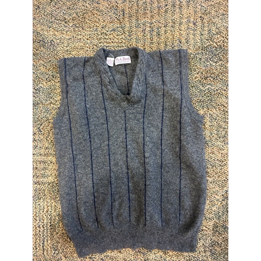 Jos A Bank sportswear 100 % Wool Grey And Blue Striped Size XL men